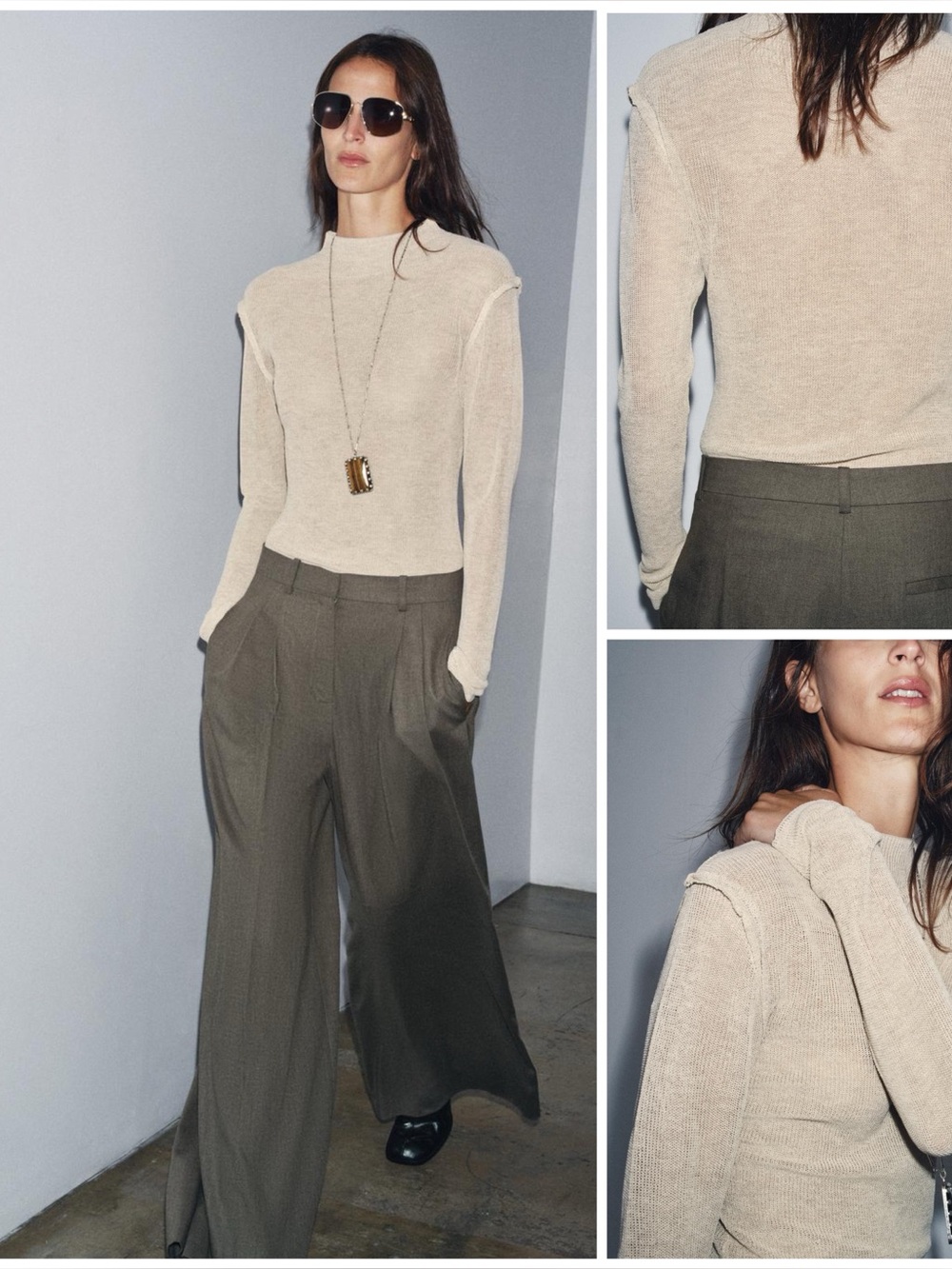 ZARA ~ fine-weight sweater in sand color
